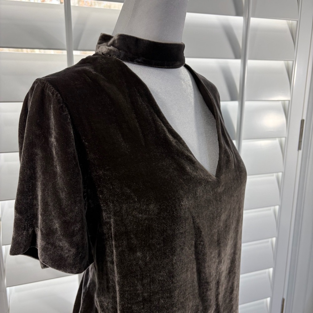 Madewell Velvet Choker Top in Gray - Picture 4 of 9